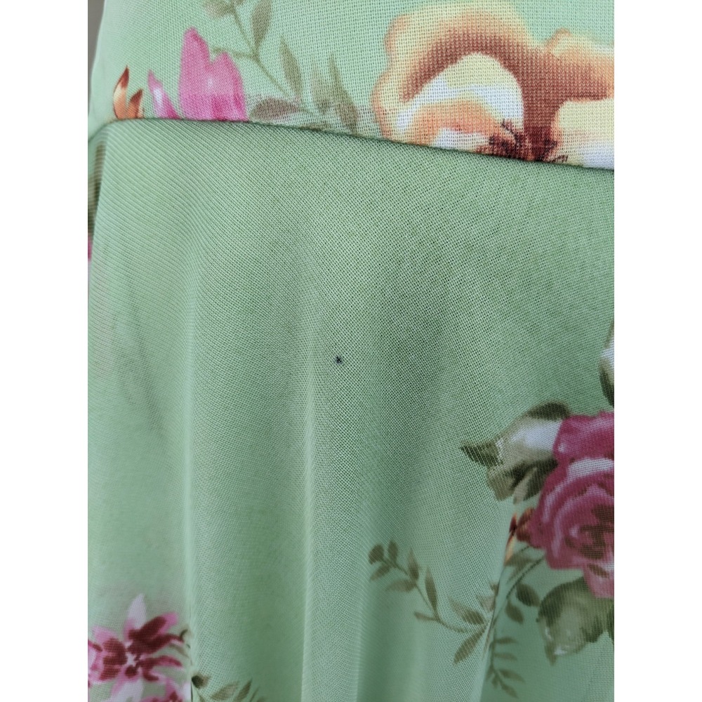 Vintage Y2K Floral Asymmetrical Fairy Dress XS Sheer Mesh Overlay Drop Waist - Picture 12 of 15